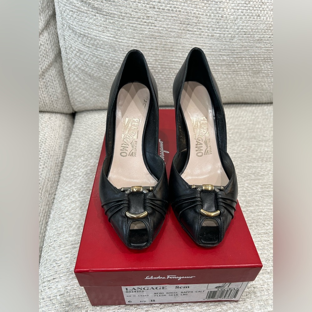 Ferragamo Langage 8CM Peep Toe Heels